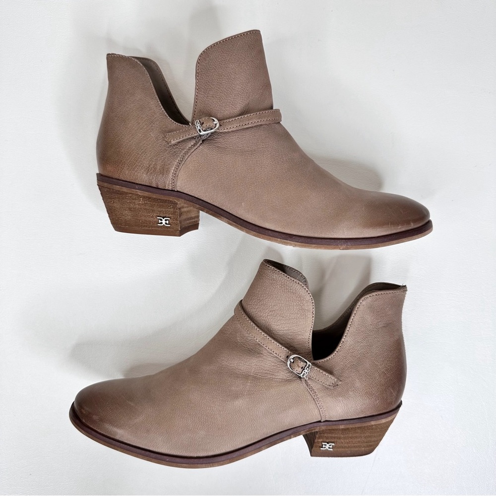 Sam Edelman Palmer Leather Cut-Out Ankle Boots Tan SZ 7.5 - Picture 10 of 15